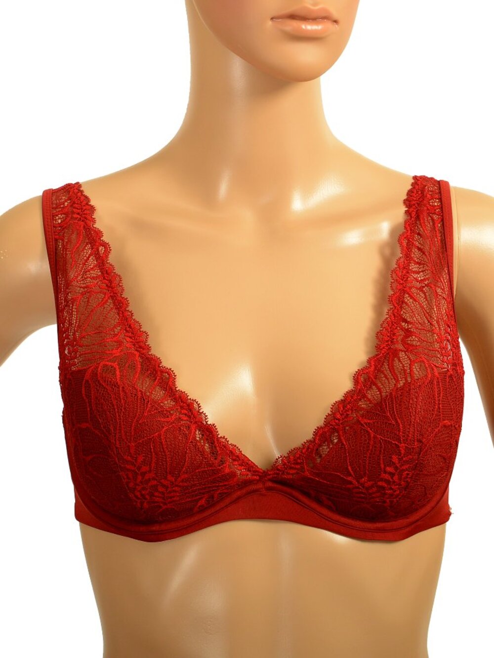 Hugo Boss Women's Deep Red Padded Lace Bra US 32C IT 1C